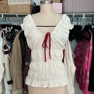 Smocked Top Red Detail